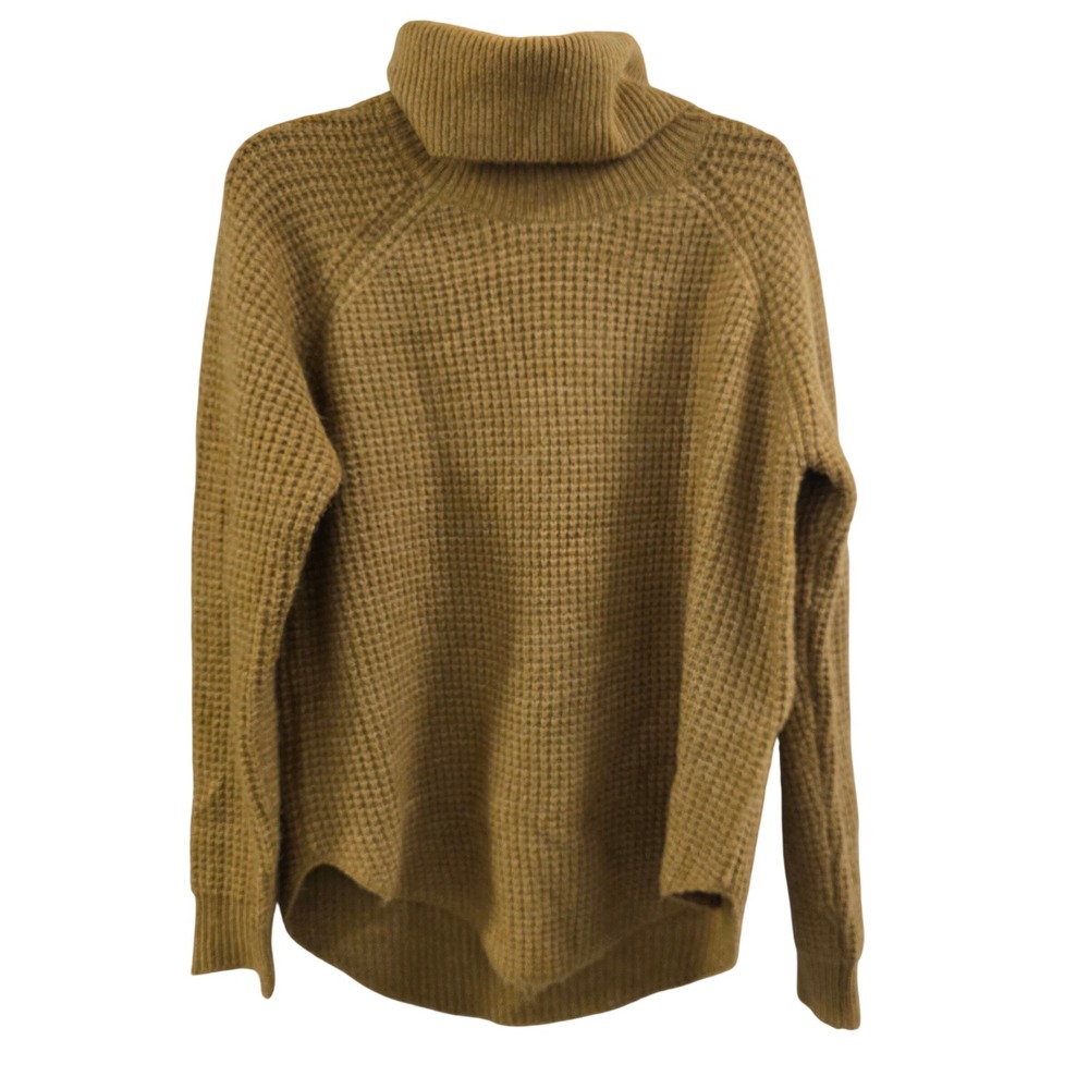 Kuhl Waffle Knit Turtleneck Sweater Mustard Yellow High Low Hem Large